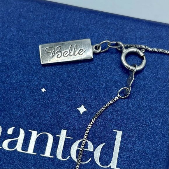 Enchanted Disney Fine Jewelry BELLE Rose Necklace Sterling Silver Diamond 1/5ct - Picture 7 of 8